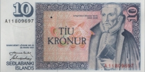 Iceland 10 Kronur 1981 Banknote