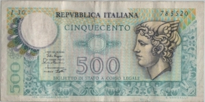 Italy 500 Lire 1974 Banknote