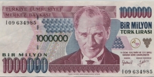 Turkey 1M Lira 1970 Banknote
