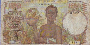  100 Francs French West Africa Banknote