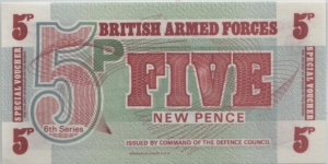 British Armed Forces 5 New Pence Banknote