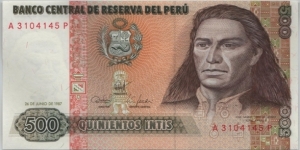 Peru 500 Intis 1987 Banknote