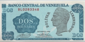 Venezuela 2 Bolivares 1989 Banknote