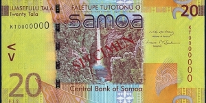 Western Samoa N.D. (2008) 20 Tala.

Specimen note. Banknote