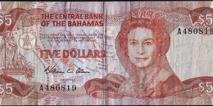 Bahamas N.D. 5 Dollars. Banknote