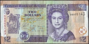 Belize 2003 2 Dollars. Banknote