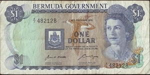 Bermuda 1970 1 Dollar. Banknote