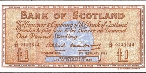 Scotland 1964 1 Pound. Banknote