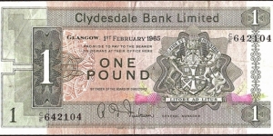 Scotland 1965 1 Pound. Banknote
