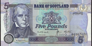 Scotland 1998 5 Pounds. Banknote