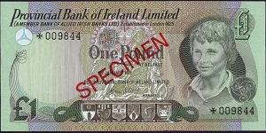 Ulster (Northern Ireland) 1977 1 Pound.

Specimen note. Banknote