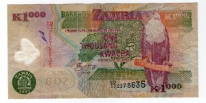1000 Kwacha Polymer issued Banknote