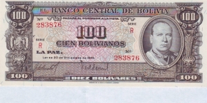  100 Bolivanos Banknote