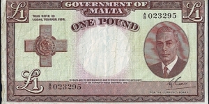 Malta N.D. (1951) 1 Pound. Banknote