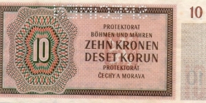 10 kronen ,protektorat cechy and morava Banknote