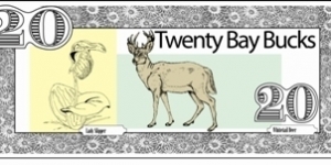 BB20 Twenty Bay Bucks Traverse City community currency final artist's print proof. Banknote