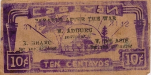 S-174a Cagayan 10 centavo note with Black test. Banknote