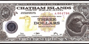 Chatham Islands 2001 3 Dollars (300 Cents). Banknote