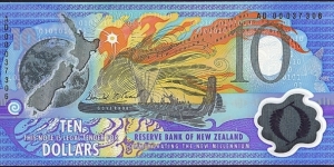 New Zealand 2000 10 Dollars. Banknote