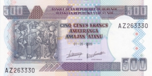 Burundi P44 (500 francs 1/5-2009) Banknote