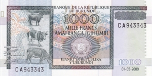 Burundi P45 (1000 francs 1/5-2009) Banknote