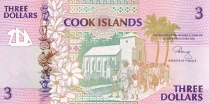 Cook Islands P7a (3 dollars ND 1992) Banknote
