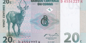 Congo (Demokratic Republic) P83a (20 centimes 1/11-1997) Banknote