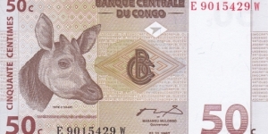 Congo (Demokratic Republic) P84A (50 centimes 1/11-1997) Banknote
