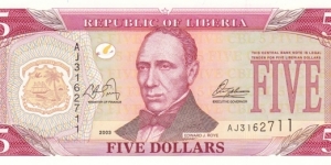 Liberia P26 (5 dollar 2003) Banknote