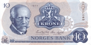 Norway P36c (10 kroner 1977) Banknote