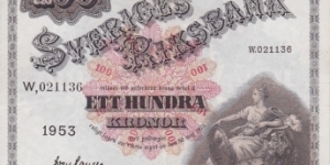 Sweden P45 (100 kronor 1953) Banknote