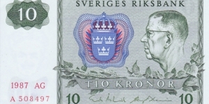 Sweden P52e (10 kronor 1987) Banknote