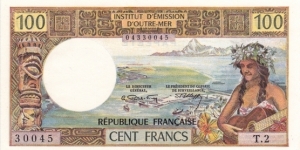 Tahiti P24 (100 franc ND 1971 1973) Banknote