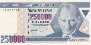 Turkey P211 (250000 lira 1998) Banknote
