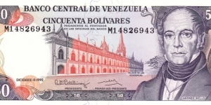 Venezuela P65d (50 bolivares 8/12-1992) Banknote