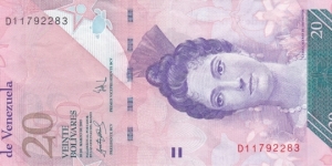 Venezuela P91 (20 bolivares 20/3-2007) Banknote