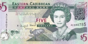 East Caribbean States P47 (5 dollars ND 2008) Banknote