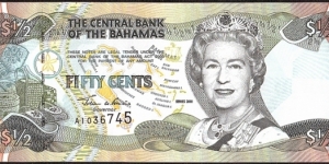 Bahamas 2001 50 Cents (1/2 Dollar). Banknote