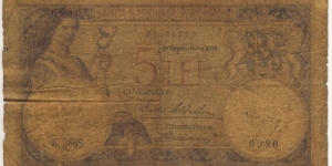 5 Lei - Kingdom of Romania 1929 Banknote