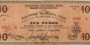 S-308 RARE Philippine National Bank 10 Pesos note with hand signed signatures Banknote