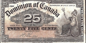 Canada 1900 25 Cents. Banknote