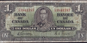 Canada 1937 1 Dollar.

Cut off-centre. Banknote