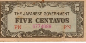 PI-103 Philippine 5 centavos note under Japan rule with what looks like a serial number? Banknote