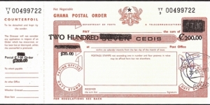 Ghana 1995 200 Cedis postal order. Banknote