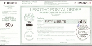 Lesotho 1996 50 Lisente postal order. Banknote