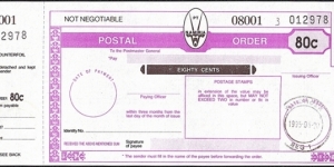 Namibia 1995 80 Cents postal order. Banknote