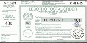 Lesotho 1990 40 Lisente postal order. Banknote