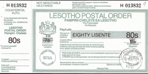 Lesotho 1995 80 Lisente postal order. Banknote
