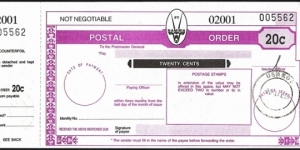 Namibia 1993 20 Cents postal order. Banknote