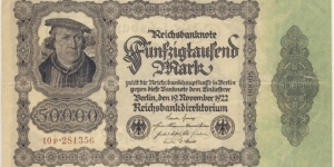 50.000 Mark(Weimar Republic 1922) Banknote